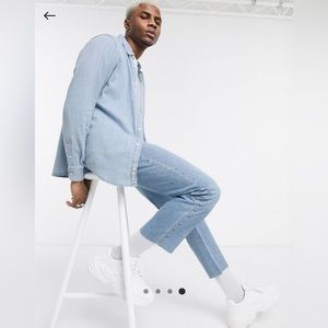 Pull&Bear Vintage Denim Shirt in Light Blue